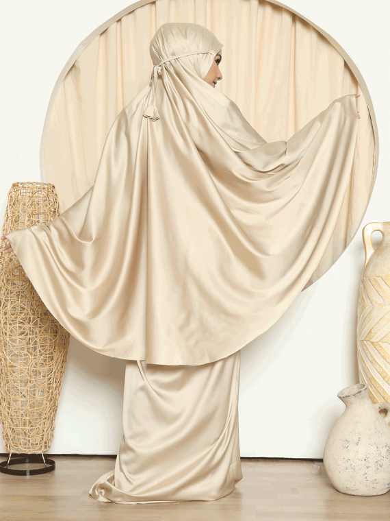 Prayerset Satin Polos (Cream) - Gambar 4