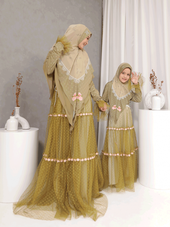 WAFA - Gamis Set (Olive) - Gambar 2