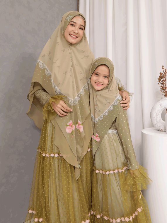 WAFA - Gamis Set (Olive) - Gambar 4