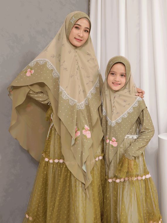 WAFA - Gamis Set (Olive) - Gambar 3
