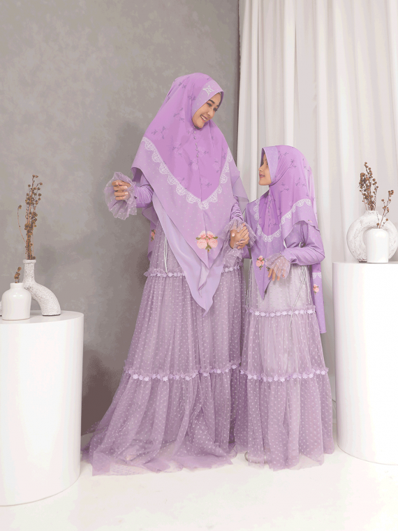 WAFA - Gamis Set (Lavender) - Gambar 4