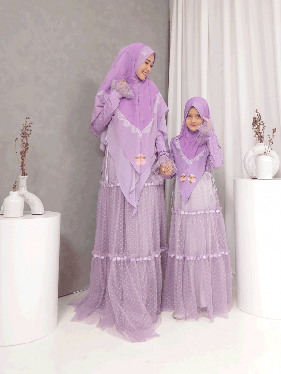 WAFA - Gamis Set (Lavender) - Gambar 3