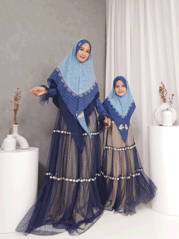 WAFA - Gamis Set (Navy) - Gambar 2