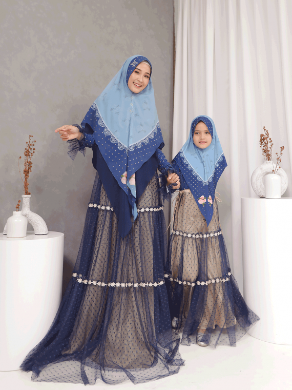 WAFA - Gamis Set (Navy) - Gambar 4
