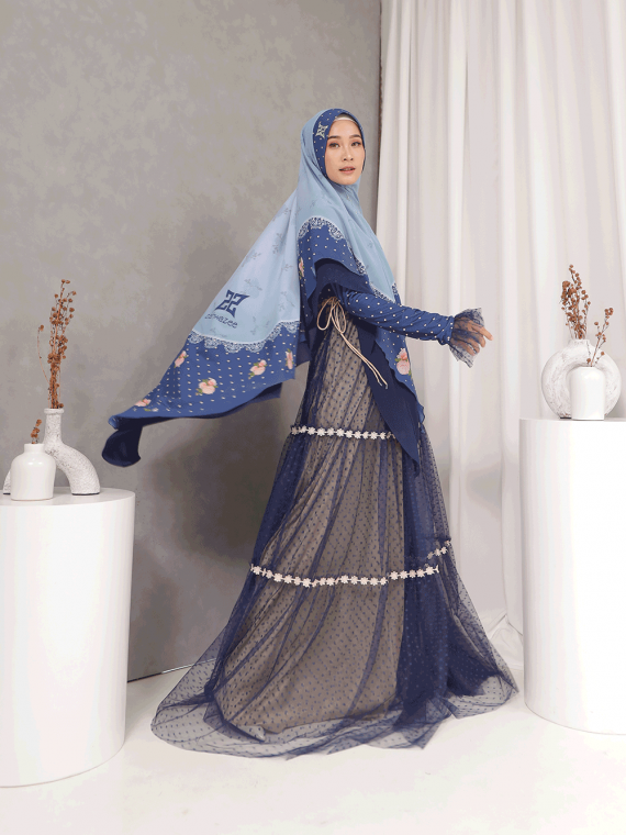 WAFA - Gamis Set (Navy) - Gambar 3