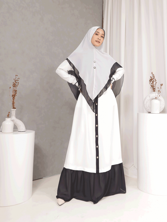 SHANUM – Gamis Set (Black & White)