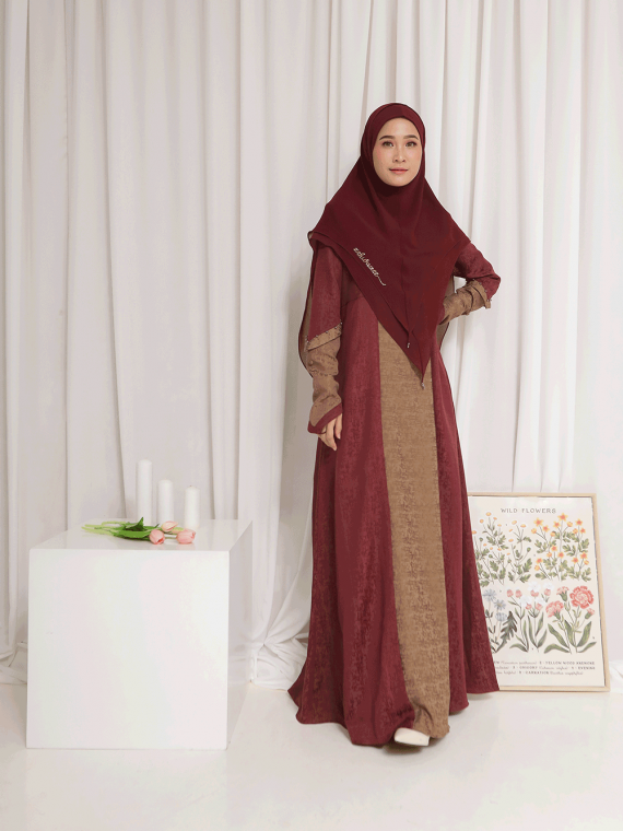 ZOEYA – Gamis Set (Maroon) - Gambar 4