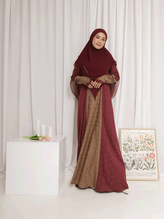 ZOEYA – Gamis Set (Maroon) - Gambar 2