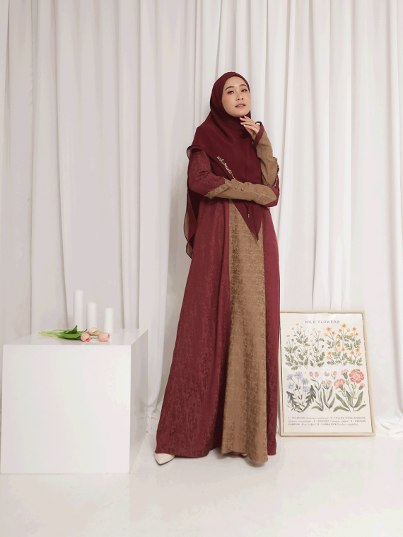 ZOEYA – Gamis Set (Maroon) - Gambar 3