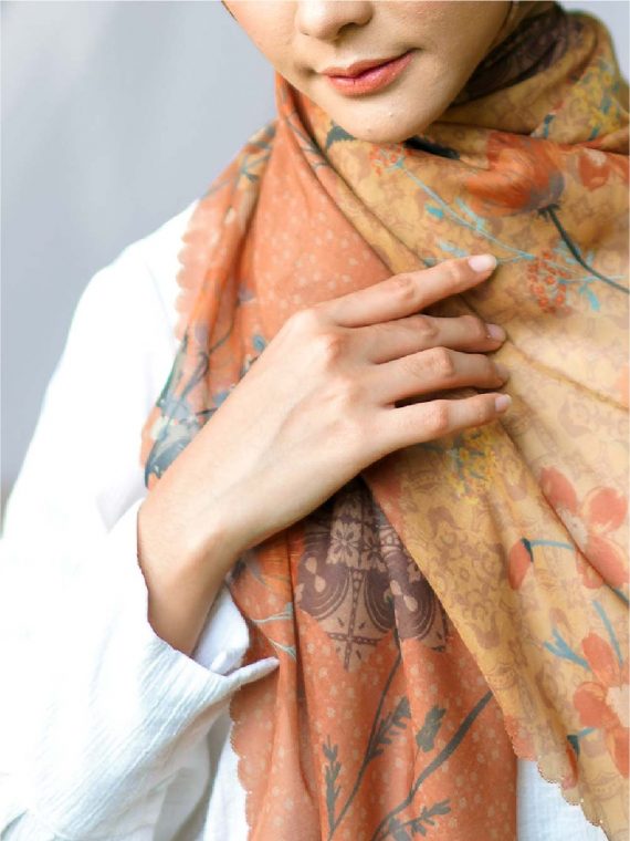 KHALISA - Scarf Printing (Brown) - Gambar 2