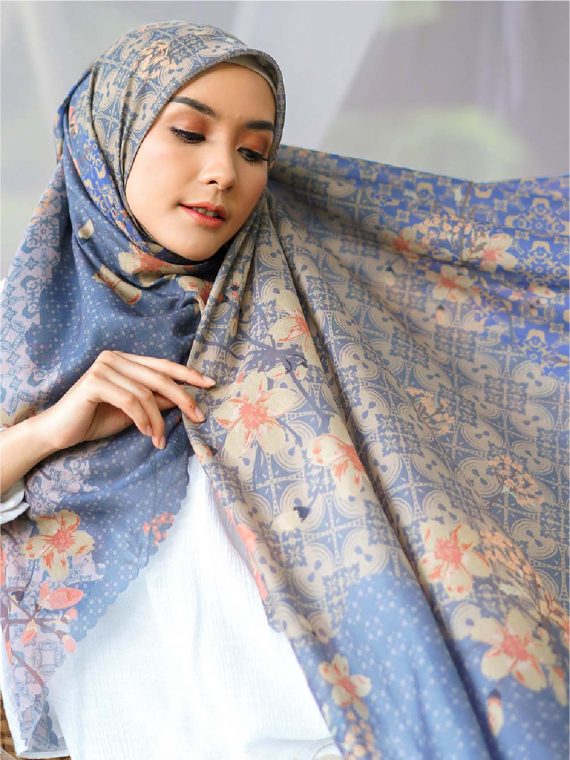 KHALISA - Scarf Printing (Blue) - Gambar 2