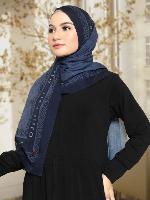 CLEMIRA - Scarf Printing (Navy) - Gambar 3