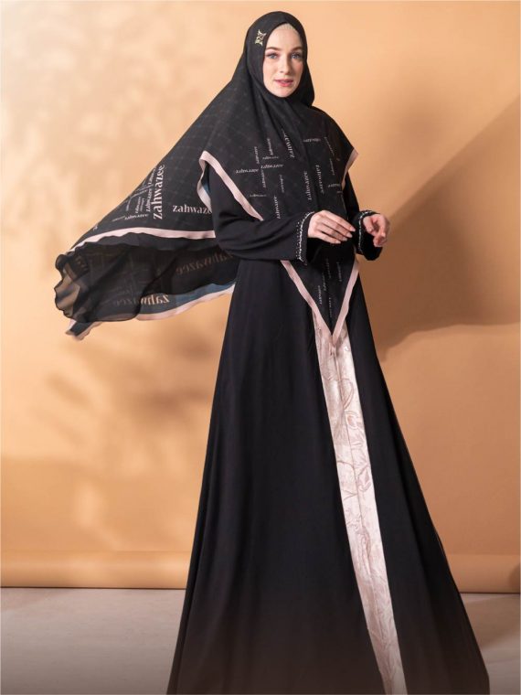 Daniya - Abaya Full Set (Black) - Gambar 3