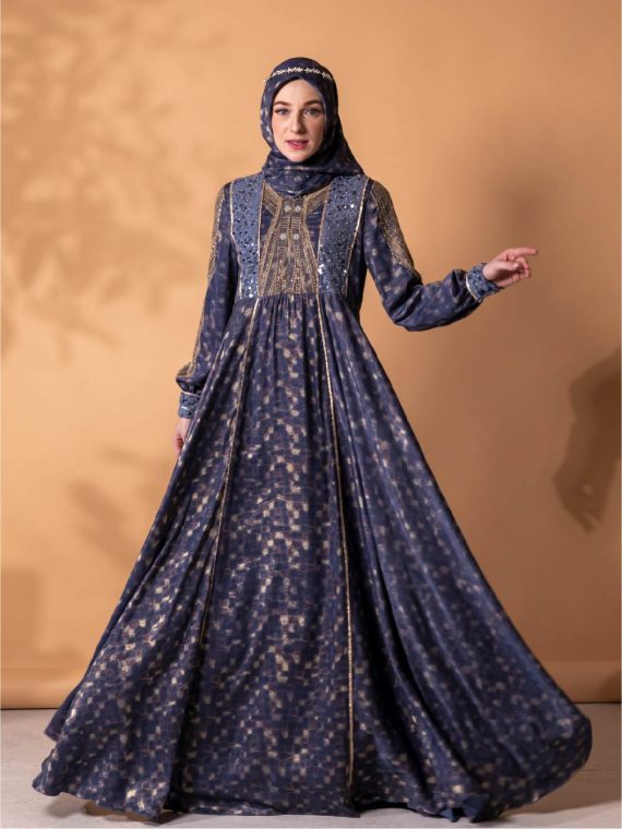 Dazzle in Harmoni 2 - Dress Set (Navy Gold) - Gambar 4