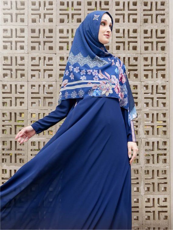 FAZLUNA - Dress Set (Navy) - Gambar 3