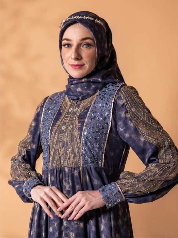 Dazzle in Harmoni 2 - Dress Set (Navy Gold) - Gambar 2