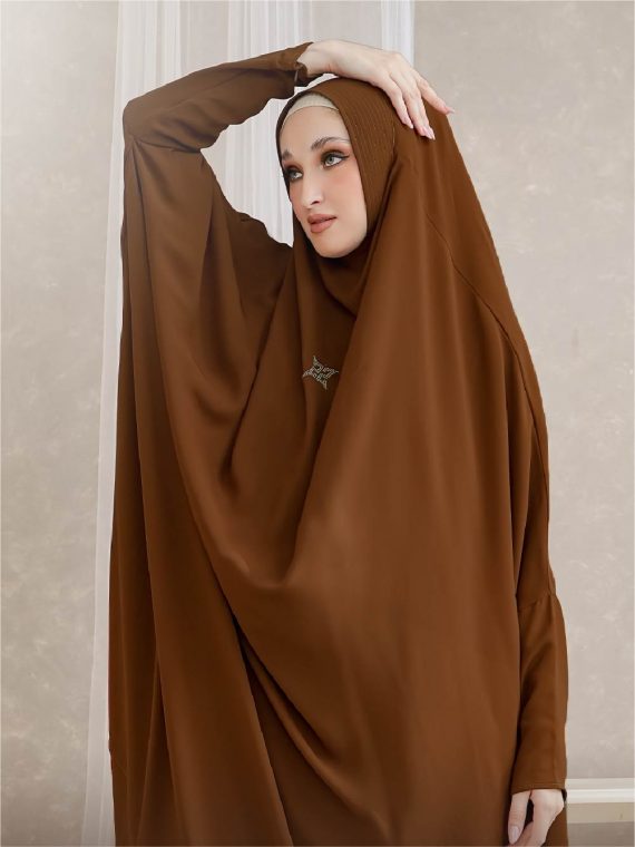 ALESHA - Gamis Set (Coklat) - Gambar 2