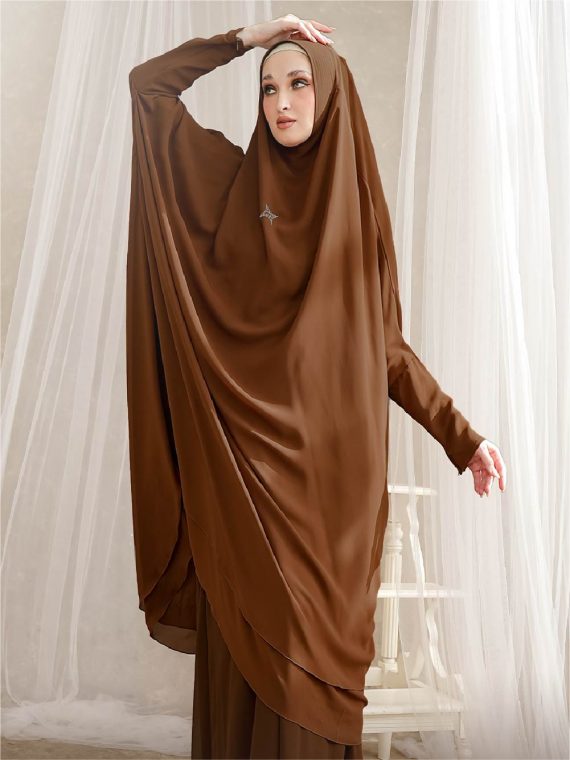 ALESHA - Gamis Set (Coklat) - Gambar 4