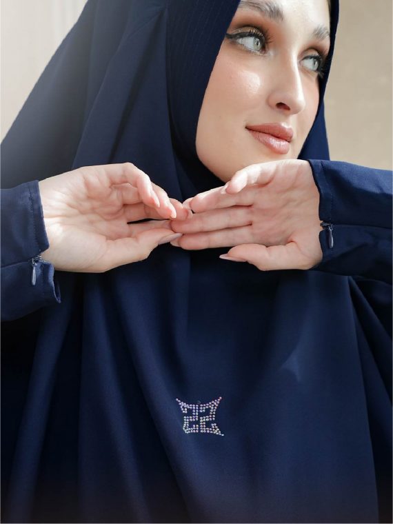 ALESHA - Gamis Set (Navy) - Gambar 2