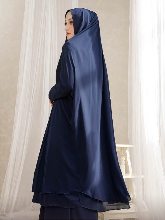 ALESHA - Gamis Set (Navy) - Gambar 3
