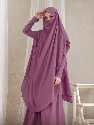 FAKHIYA - Gamis Set 2 in 1 (Dusty Violet)