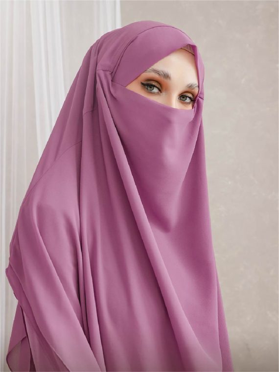 FAKHIYA - Gamis Set 2 in 1 (Dusty Violet) - Gambar 2