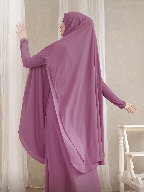 FAKHIYA - Gamis Set 2 in 1 (Dusty Violet) - Gambar 3