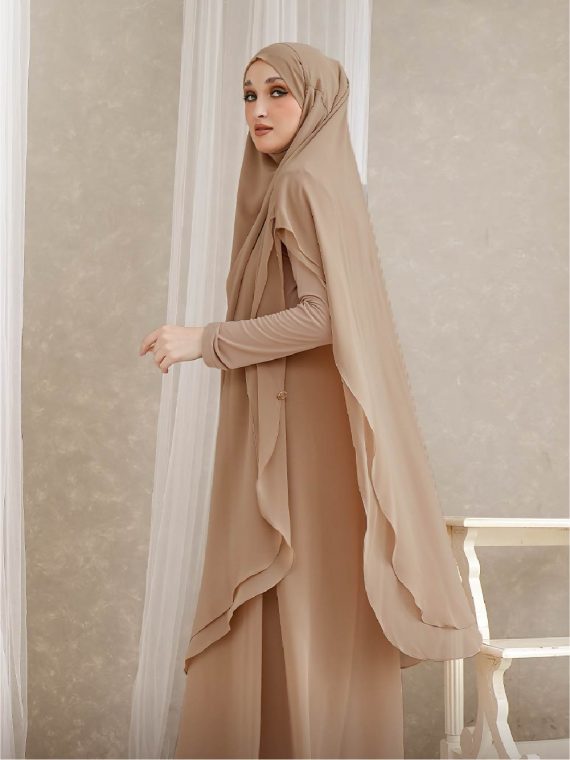 FAKHIYA - Gamis Set 2 in 1 (Oast Brown) - Gambar 4