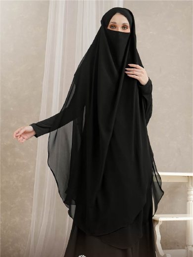 FAKHIYA - Gamis Set 2 in 1 (Black)
