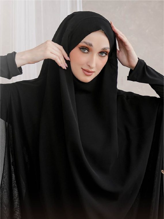 FAKHIYA - Gamis Set 2 in 1 (Black) - Gambar 2
