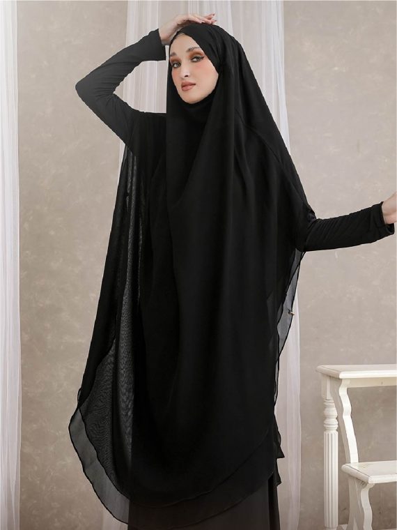 FAKHIYA – Gamis Set 2 in 1 (Black)