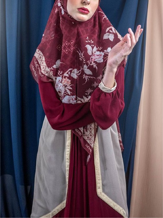 HANIFAH – Dress Set (Maroon) - Gambar 4