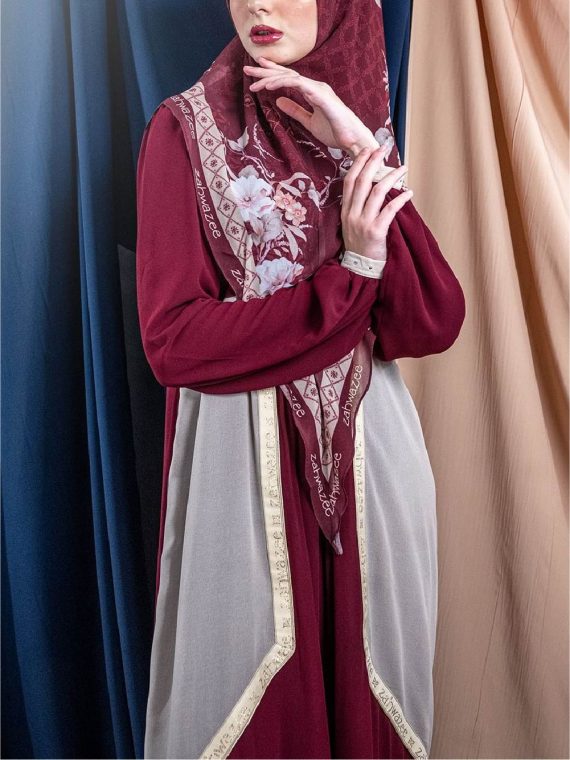 HANIFAH – Dress Set (Maroon) - Gambar 2