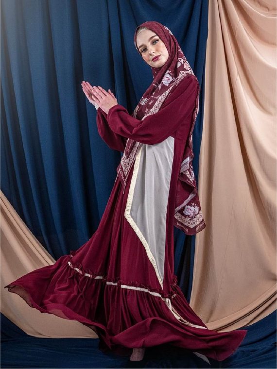 HANIFAH – Dress Set (Maroon) - Gambar 3