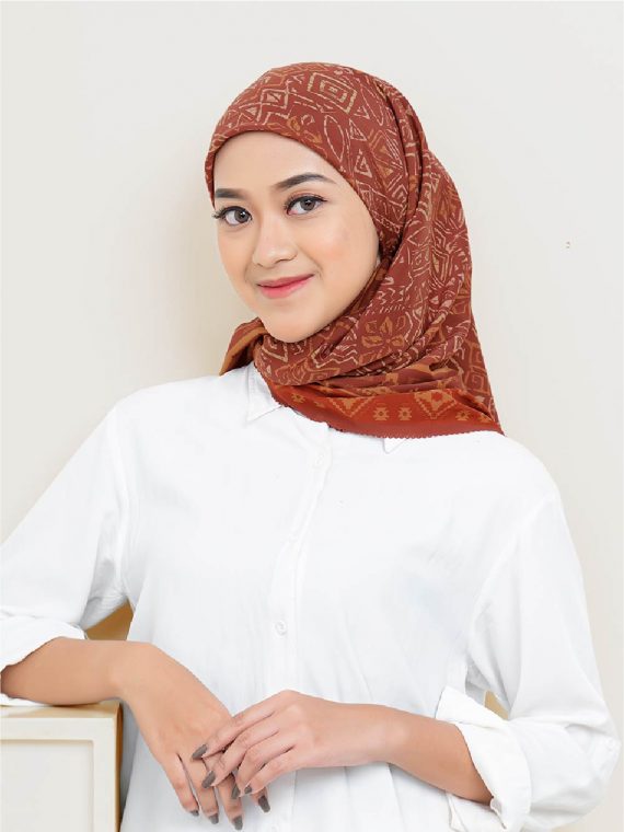 ZEHRA – Scarf Printing (Brick Red) - Gambar 3