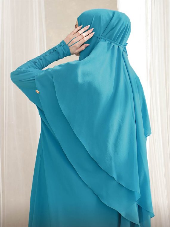 ARELIA - Abaya Full Set (Tosca Blue) - Gambar 2