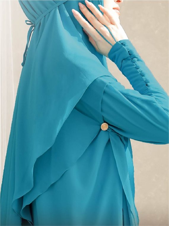 ARELIA - Abaya Full Set (Tosca Blue) - Gambar 4