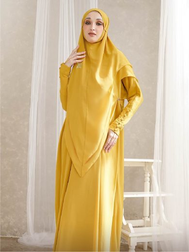 ARELIA – Abaya Full Set (Light Mustard)