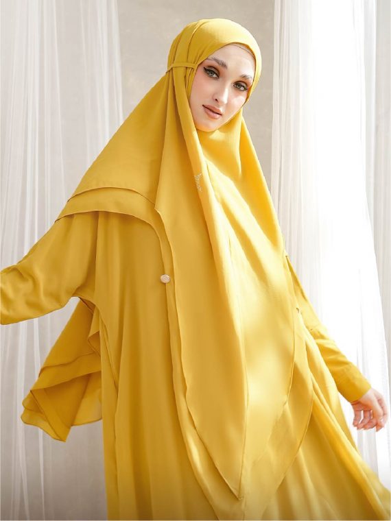 ARELIA – Abaya Full Set (Light Mustard) - Gambar 2