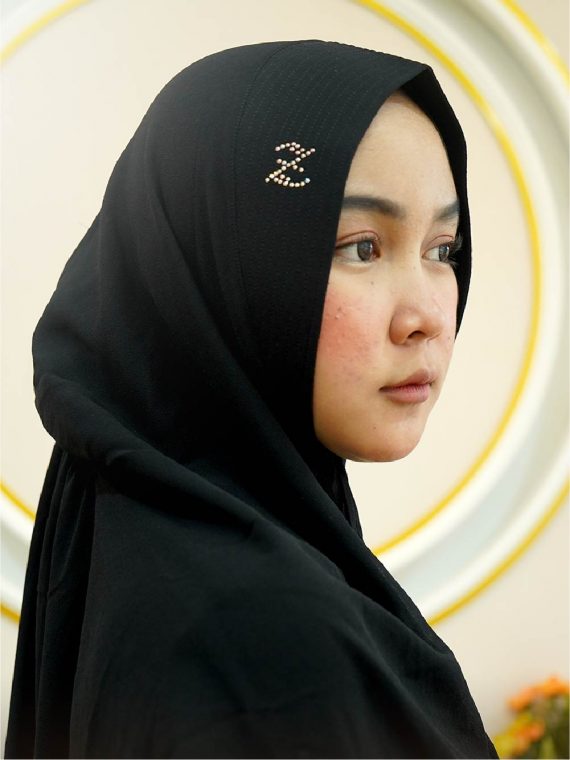 FATIMAH – Khimar Only (Black) - Gambar 3