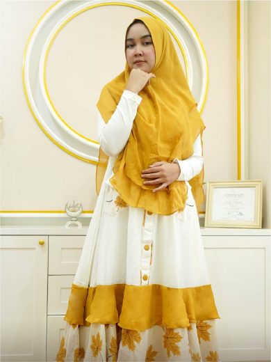 MAPLE - Gamis Set (Yellow White)