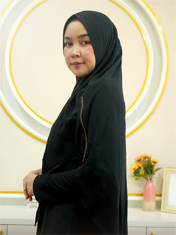 ZAYNA ZIPPY - Khimar Only (Black) - Gambar 2