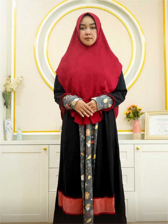 ADINDA – Gamis Set (Black Maroon)