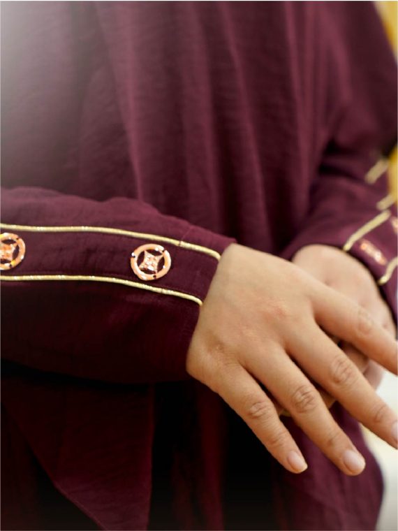 AISYAH – Gamis Set (Maroon) - Gambar 2