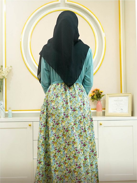 Gamis Only Katun Motif Bunga (Deeptu) - Gambar 3