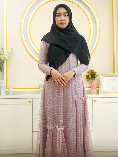 Gamis Only Aksen Tule (Dusty Purple)