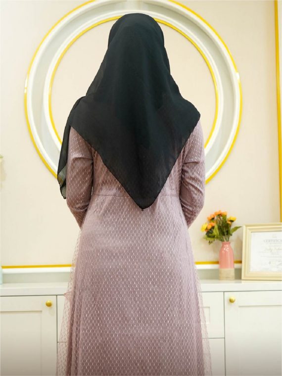 Gamis Only Aksen Tule (Dusty Purple) - Gambar 3