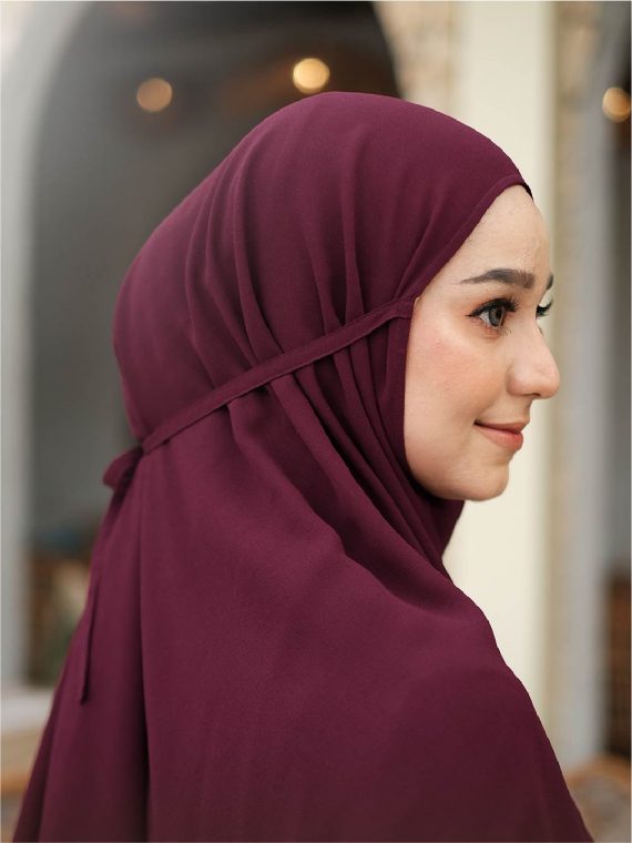 NAURA – Gamis Set (Burgundy) - Gambar 4