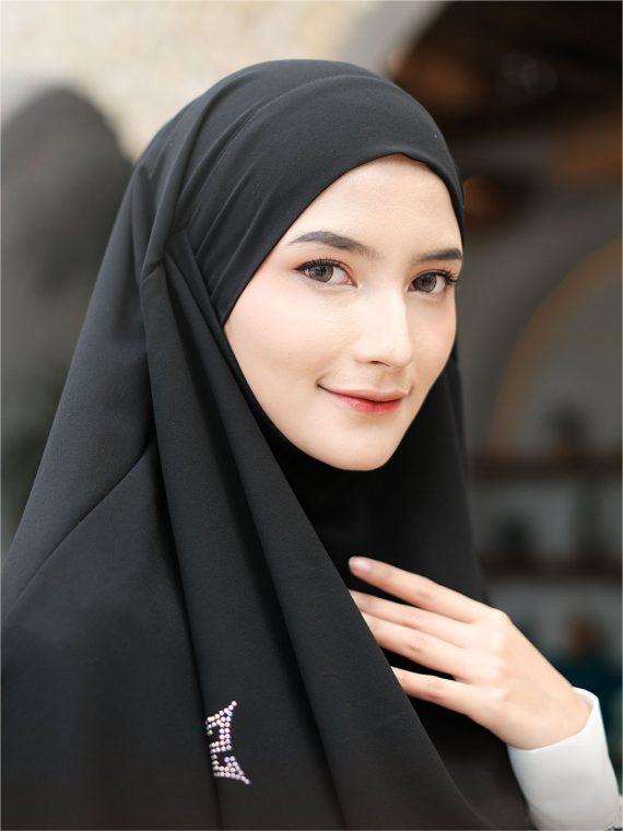 LEONA – Gamis Set (Black) - Gambar 3