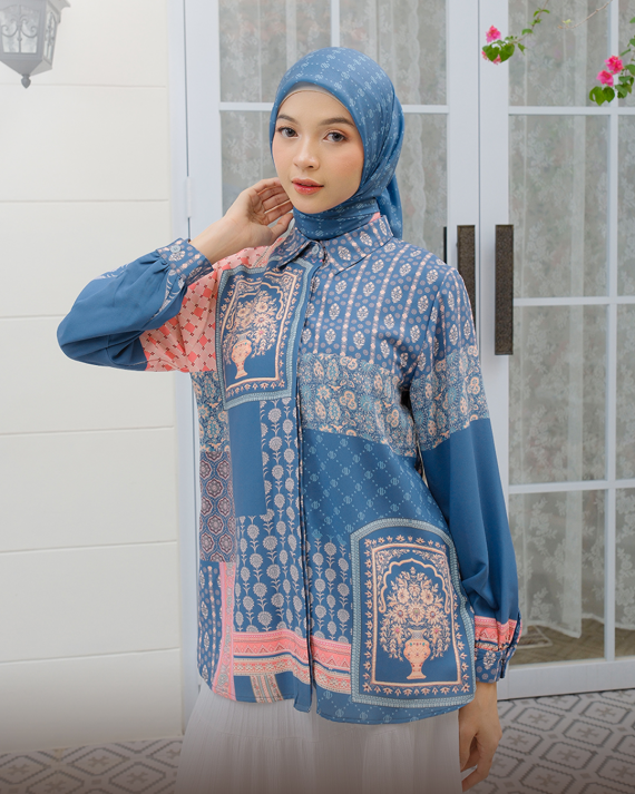 RAYYA - Top Only ( Muted Blue ) - Gambar 3